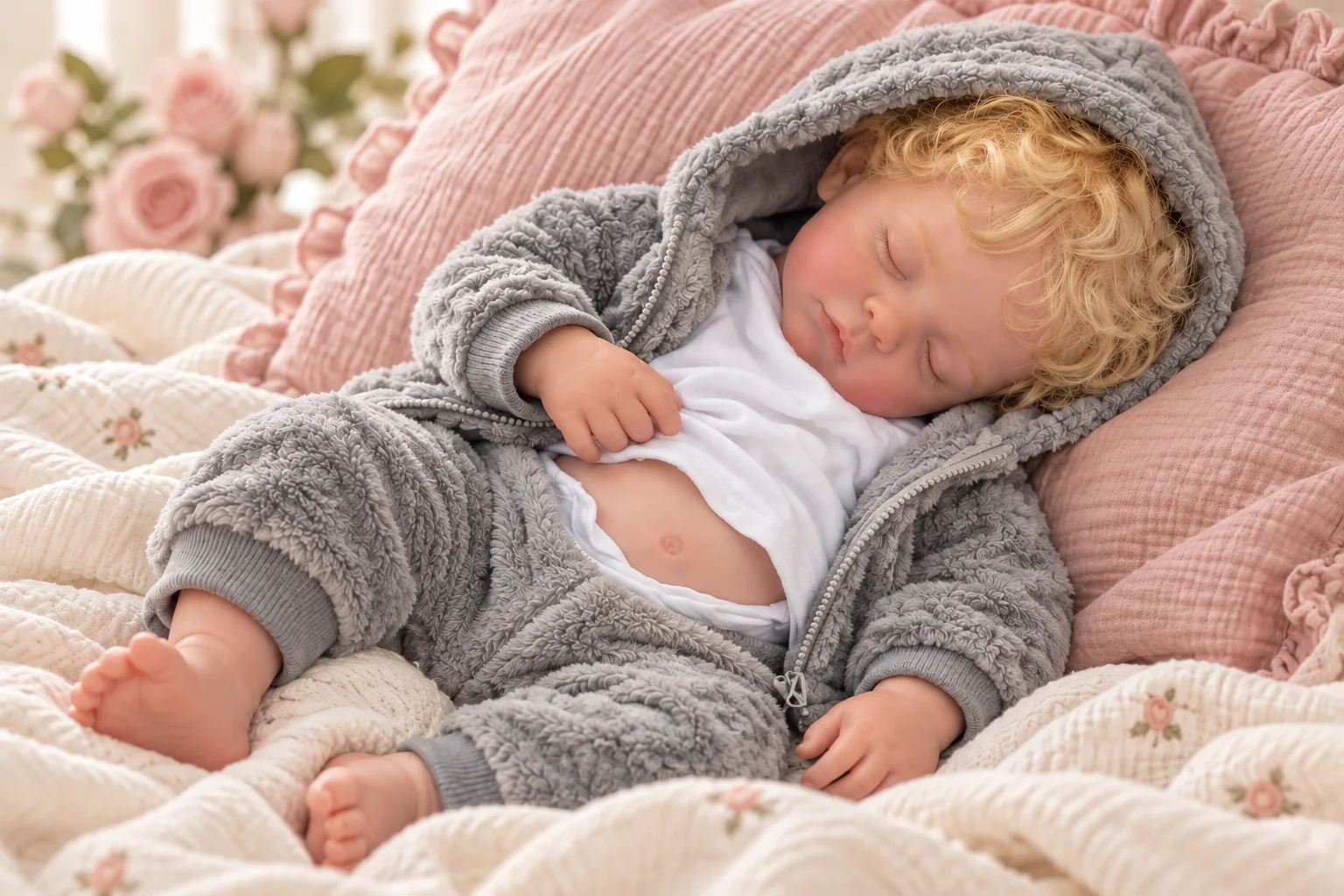 Charlie reborn doll in an illustrative setting for sleeping reborn dolls uk: find a peaceful expression